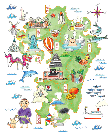 九州観光イラストマップ